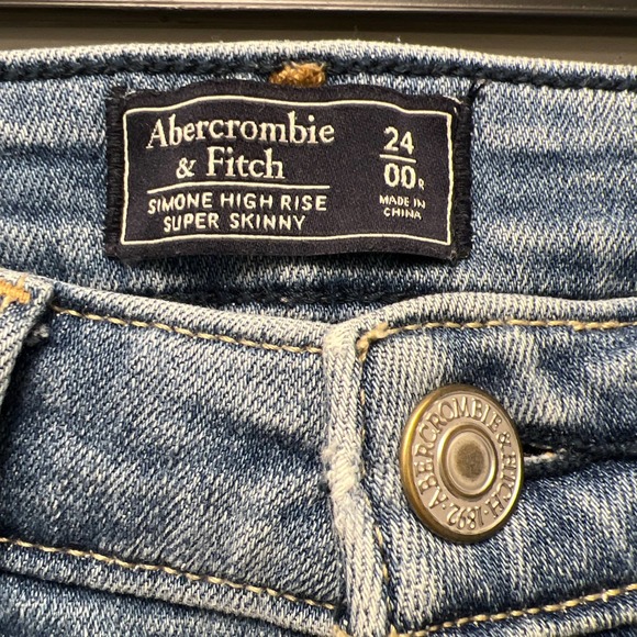 Abercrombie & Fitch Simone Women's‎ High Rise Super Skinny Denim Jeans Sz 24 00R - Picture 2 of 7